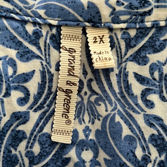 grand & greene Blue & White Print Tunic Blouse - Picture 3 of 5